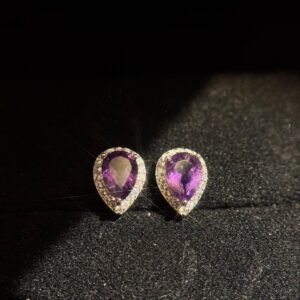 Authentic 2 Carat Natural Amethyst – Featuring radiant 5mm x 7mm pear-shaped amethyst gemstones that showcase deep, mesmerizing purple hues.