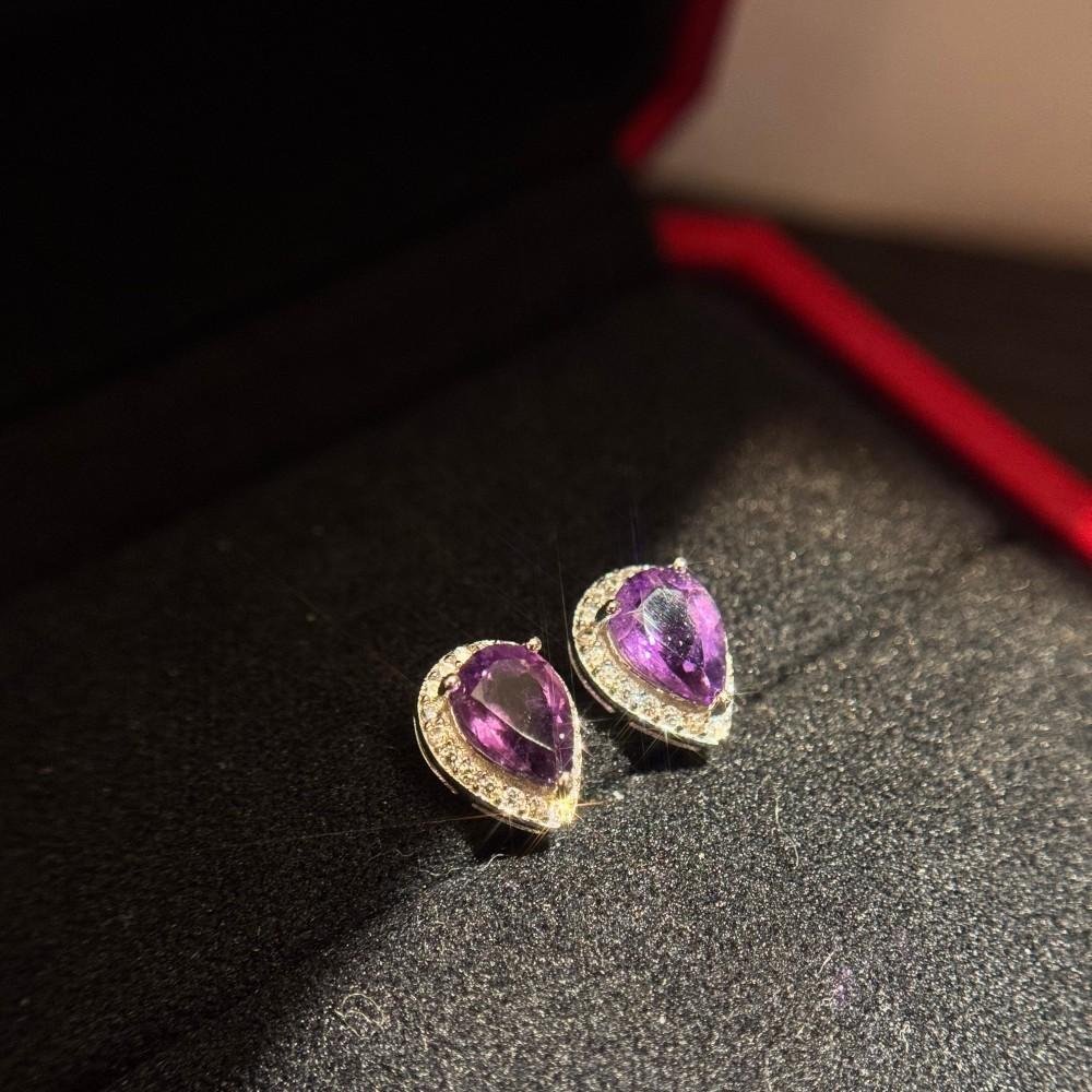 Authentic 2 Carat Natural Amethyst – Featuring radiant 5mm x 7mm pear-shaped amethyst gemstones that showcase deep, mesmerizing purple hues. - 图片 3