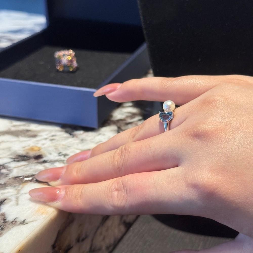 Natural Pearl Ring for Women, 1.25 Carat Center Stone, 925 Sterling Silver Band, Accented with White Topaz – Elegant & Timeless Jewelry Gift - 图片 6